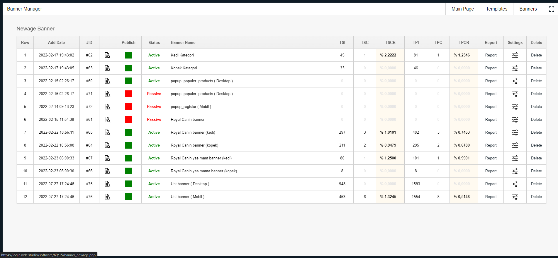 Banner Manager screen 3