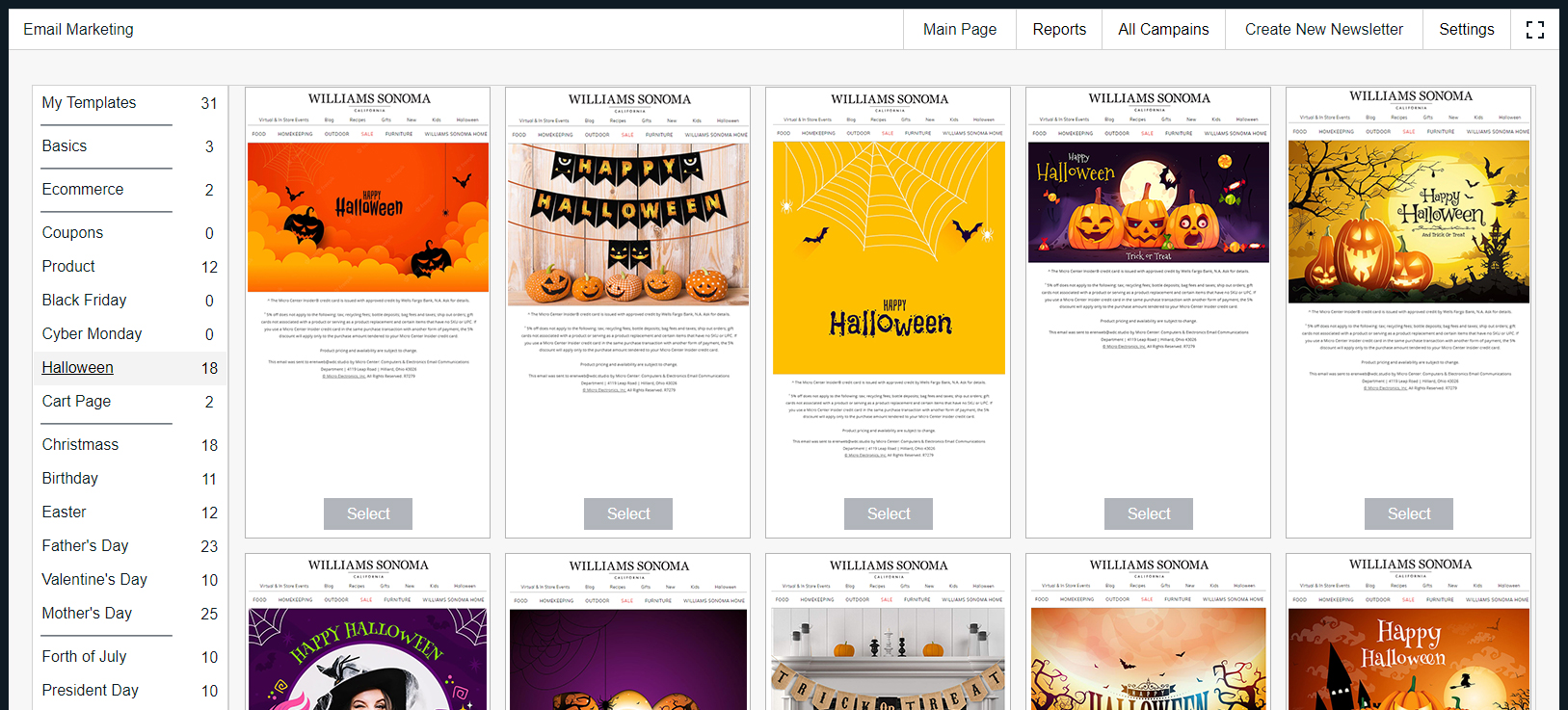 Email Marketing dashboard